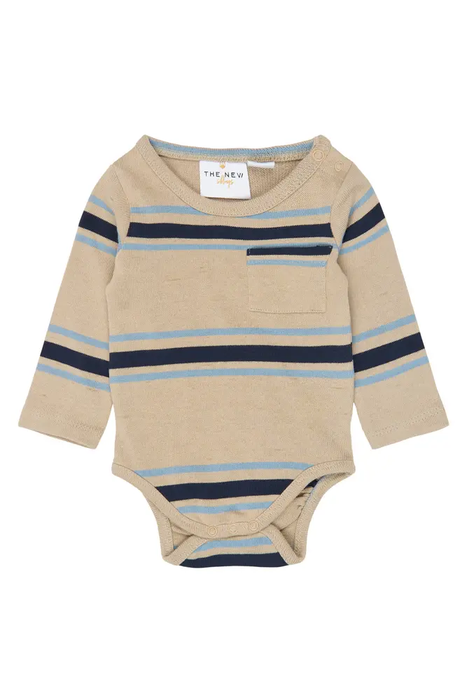 The New Siblings Theodor Långärmad Body - Humus Striped - 74
