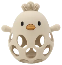 Aktivitetsboll Kyckling i LFGB Silikon - Beige | Leksaker - Babyleksaker - Bitringar & skallror | BabyMode