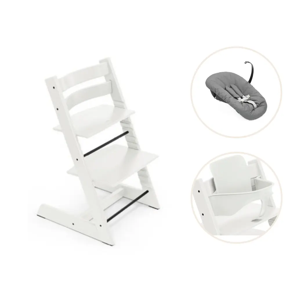 Stokke® Tripp Trapp Stol Bok Inkl. Newborn Set & Babyset - White | Baby & Barn - Äta - Barnstolar & tillbehör - Barnstolar med tillbehör | BabyMode
