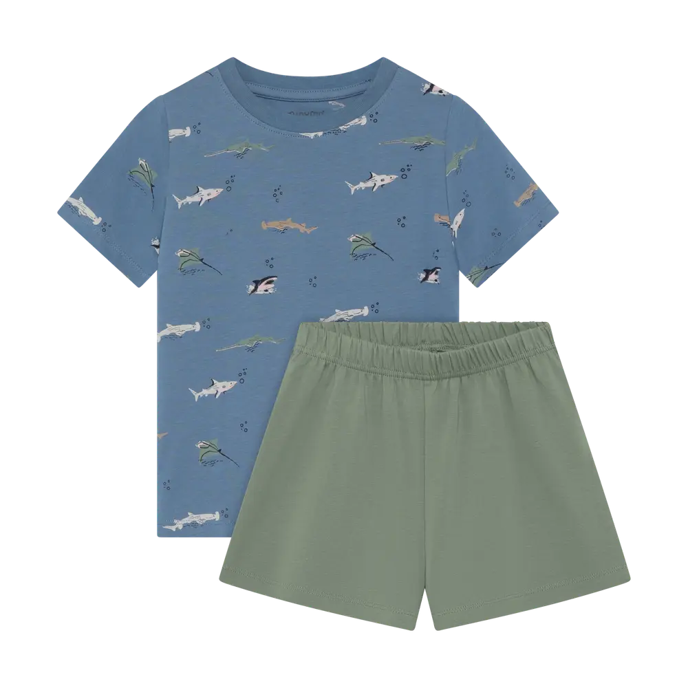 T-shirt och Shorts Set - Blue Shadow - 92 | Barnkläder - Set & Multipack - Shorts | BabyMode