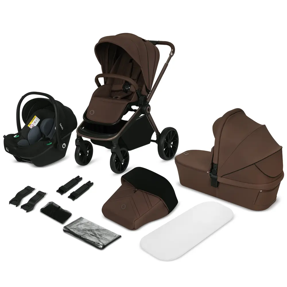 Lionelo Mika Plus 3in1 Duovagn - Mocha Mousse | Barnvagnar - Barnvagnspaket | BabyMode