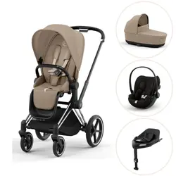 Priam duovagn cozy beige/chrome black inkl. Cloud G och Bas G - magic black | Barnvagnar | BabyMode