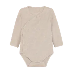 Långärmad Wrap Body Melange Rib - Pure Cashmere Melange | Kläder - Bodys & overaller - Omlottbody | BabyMode