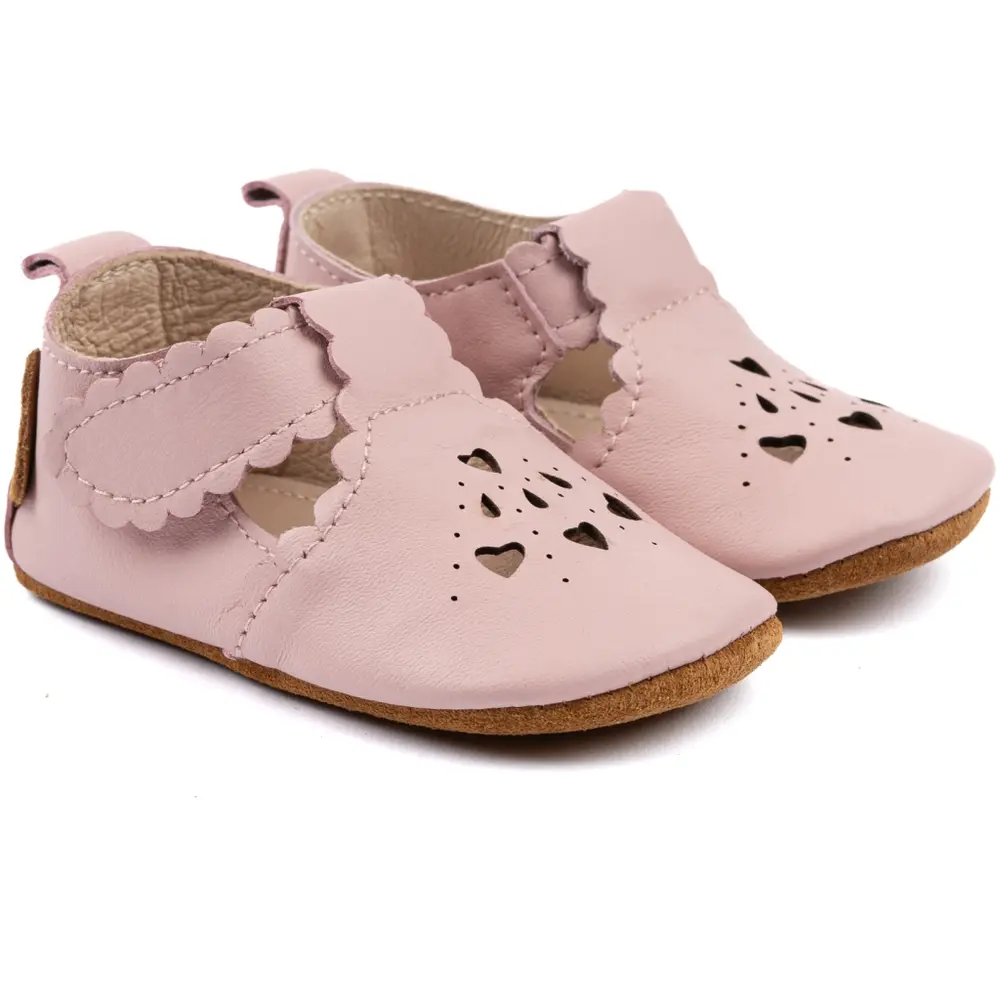 Lära-gå-sandaler Läder Hjärta - Adobe Rose - 18-24 MDR. | Barnskor - Inneskor & tofflor - Tofflor | BabyMode
