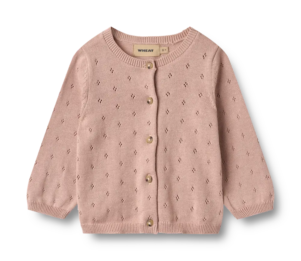 Stickad Kofta Maia - Rose Powder - 6 MDR. | Barnkläder - Toppar - Koftor, västar & tröjor | BabyMode
