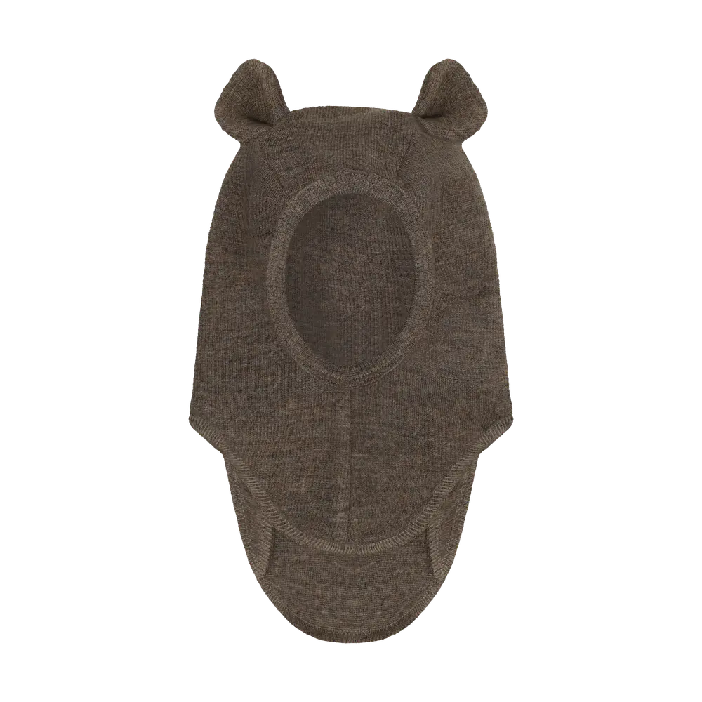 Huttelihut Ull Rib Balaclava m. Öron - Brown Melange - 50
