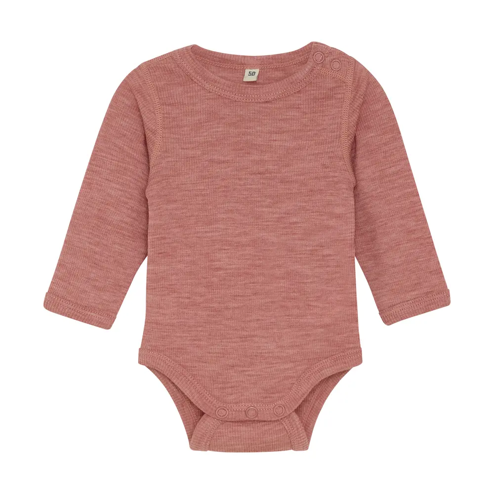 Långärmad Body Ull Solid - Light Mahogany Melange - 50 | Barnkläder - Ull - Ullbodys | BabyMode