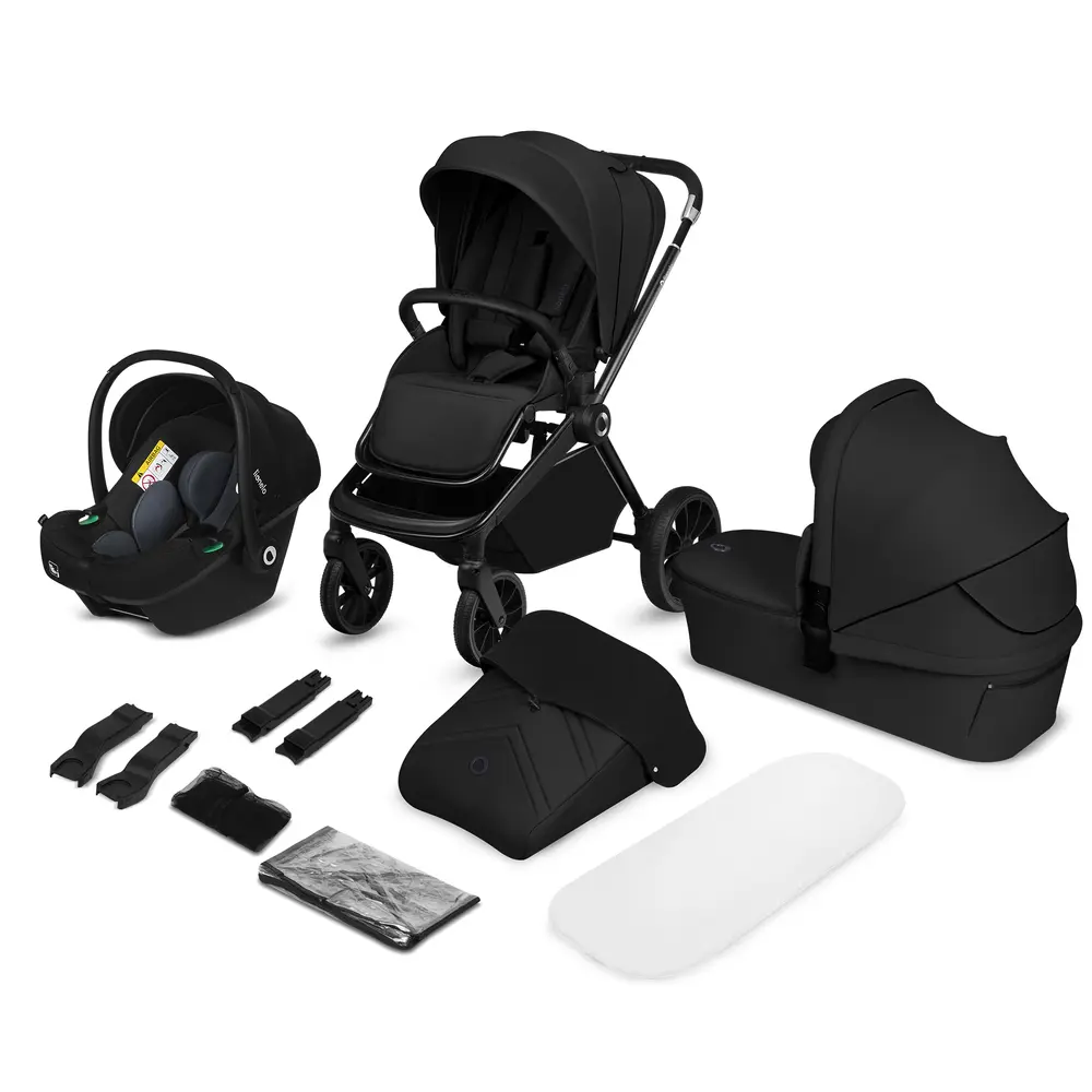 Lionelo Mika Plus 3in1 Duovagn - Black Onyx | Barnvagnar - Barnvagnspaket | BabyMode