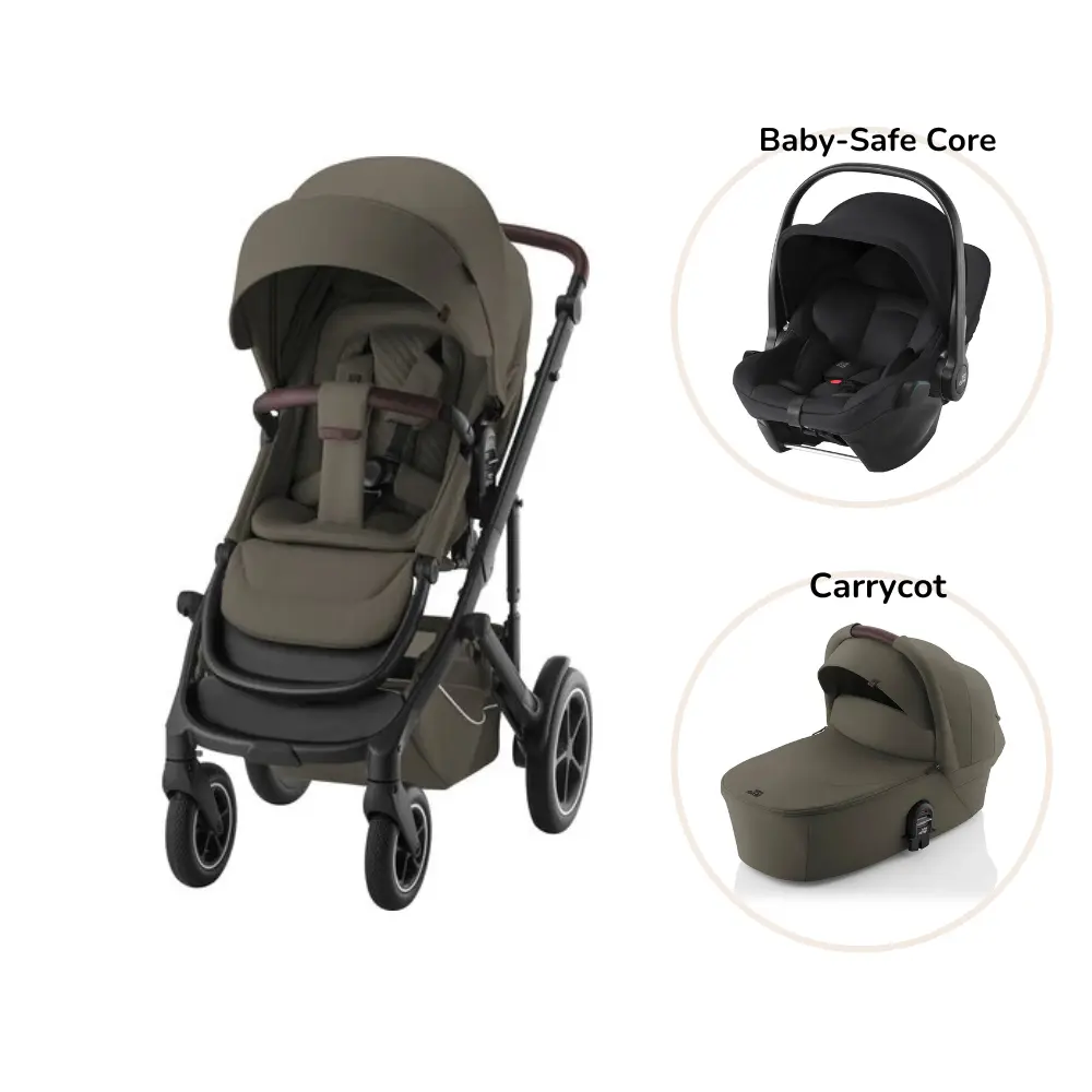 Britax Römer Smile 5Z Lux Duovagn inkl. Baby-Safe Core Babyskydd - Urban Olive/Space Black | Barnvagnar - Barnvagnspaket | BabyMode