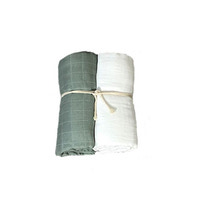 Muslinfilt 2-pack 70x70cm - Vit/Grön