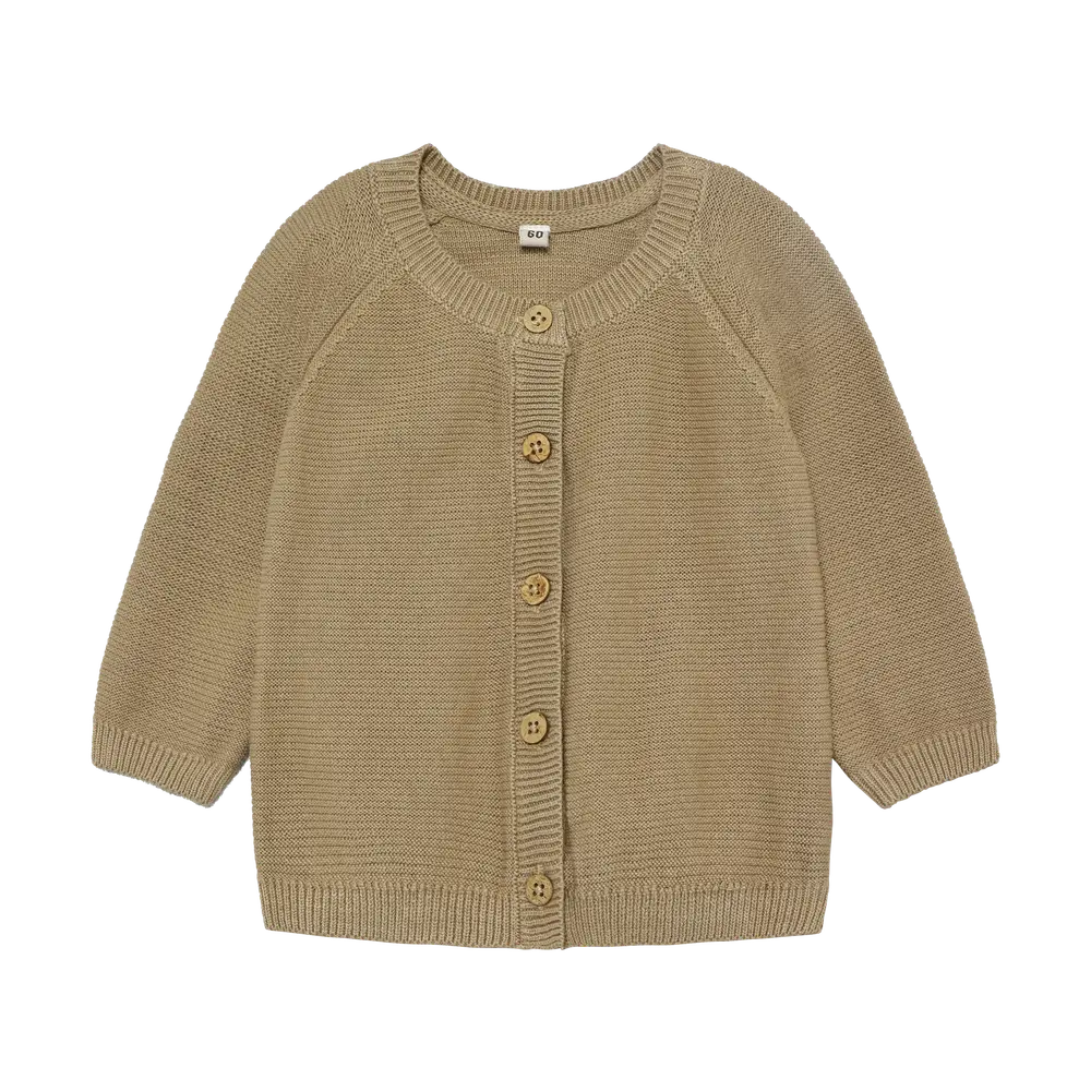 Stickad Kofta - Silver Mink Melange - 90 | Barnkläder - Toppar - Koftor, västar & tröjor | BabyMode