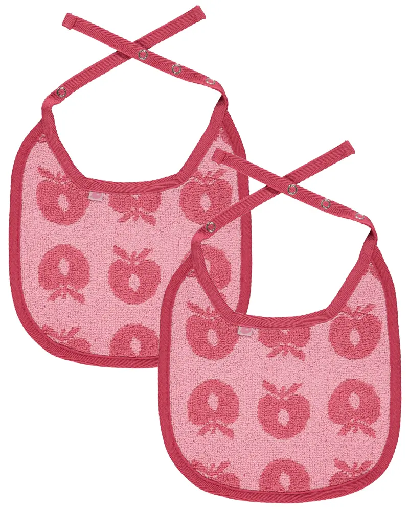 Småfolk 2-pack Haklappar Med Äpplen - Sea Pink | Baby & Barn - Äta - Haklappar | BabyMode