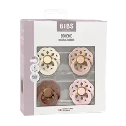 Napp Boheme 4-pack Latex 0-6 mån- Ivory/Blush/Wood/Blossom | Baby & Barn - Sköta - Nappar | BabyMode