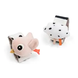 Handledsskallra 2-pack Happy Clouds - Powder | Leksaker - Babyleksaker - Bitringar & skallror | BabyMode