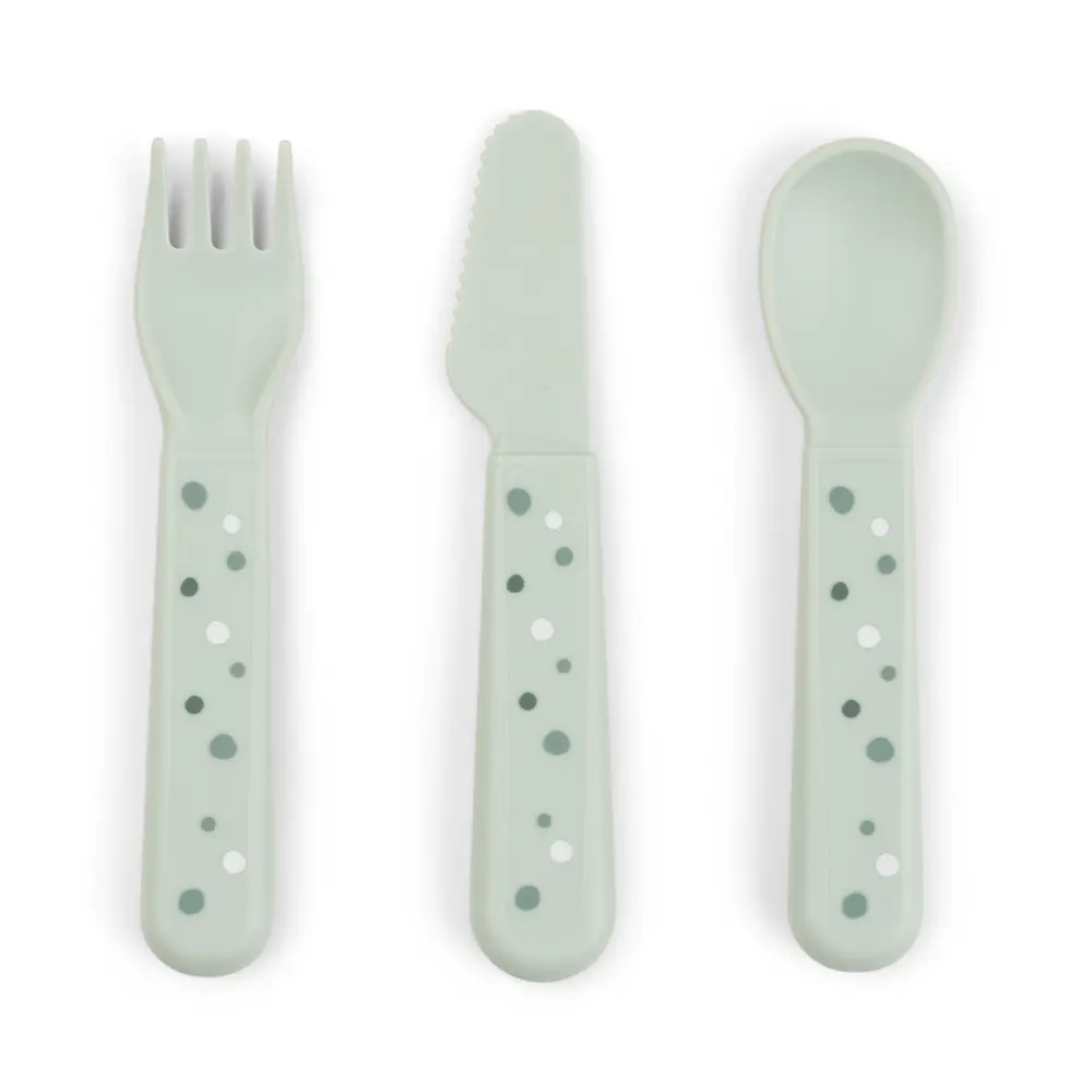 Bestickset Happy Dots - Green | Baby & Barn - Äta - Bestick | BabyMode