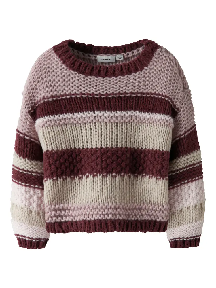 Oline Stickad tröja - Burgundy - 104