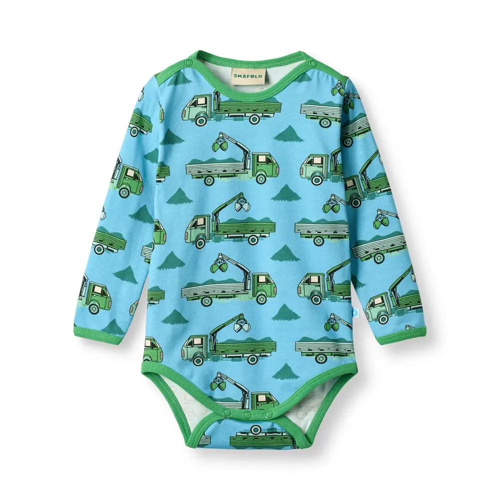 Elstar Långärmad Body - Lastbilar - Pool Blue - 68