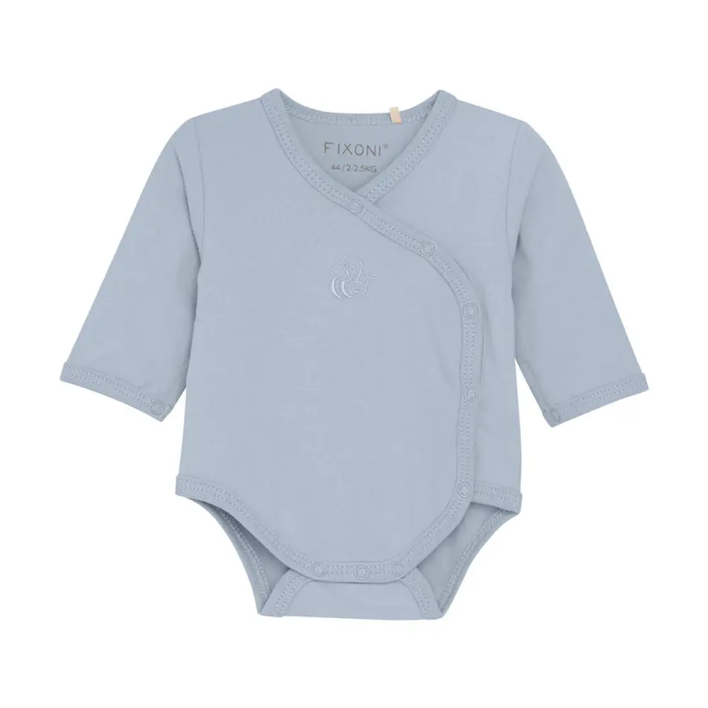 Långärmad Omlottbody - Zen Blue - 44 | Barnkläder - Prematurkläder | BabyMode