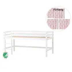 ECO Dream Halvhög säng (delbar) vit 70x160, med rött gardin | Barnrum | BabyMode