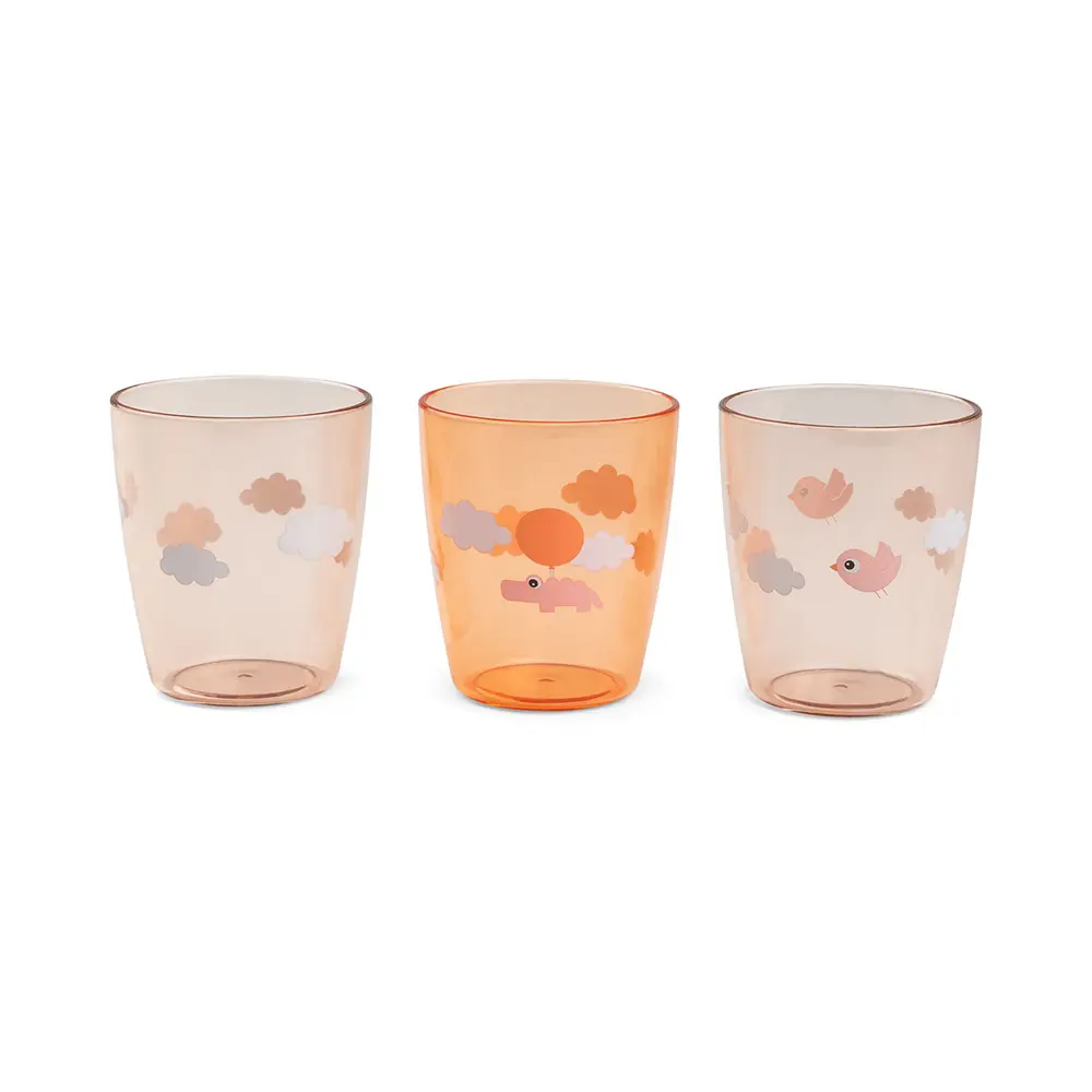 Done By Deer Yummy Mini Glas 3 -pack - Happy Clouds Papaya | Baby & Barn - Äta - Barnserviser | BabyMode