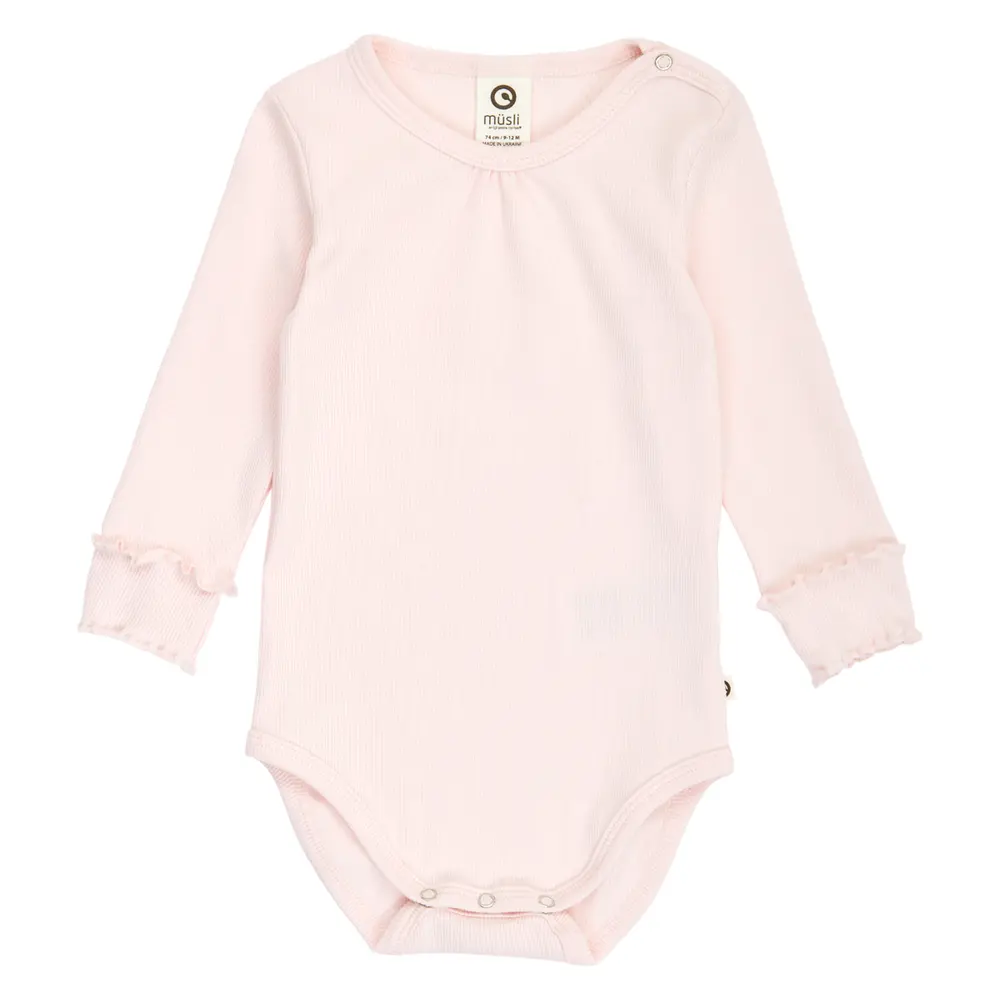 Cozy Me Rib Deco Långärmad Body - Primrose - 92 | Barnkläder - Bodys & overaller - Långärmad body | BabyMode