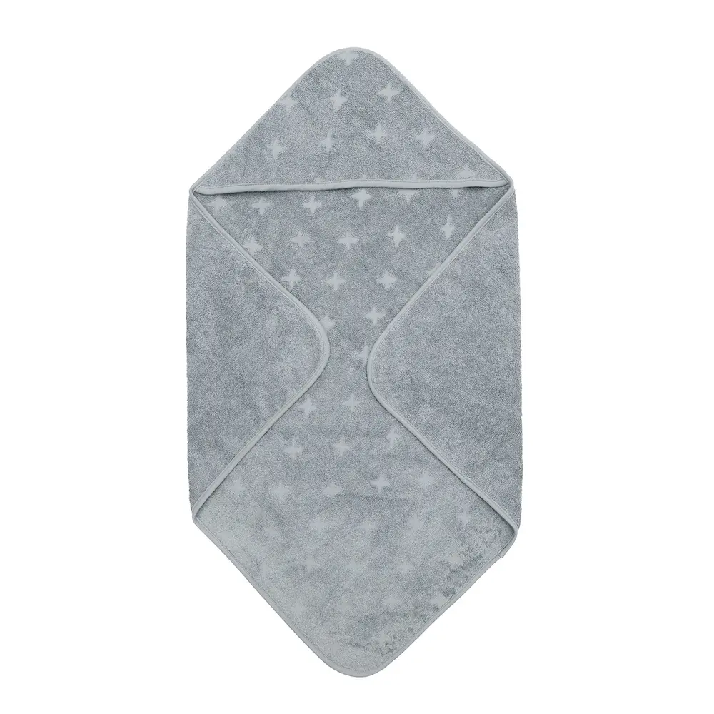 Babyhandduk med huva, 70 x 70 cm - Jasmin blue | Baby & Barn - Sköta - Badrockar, ponchos & badlakan | BabyMode