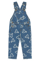 Shea Denim Hängselbyxor - Medium Blue Denim AOP