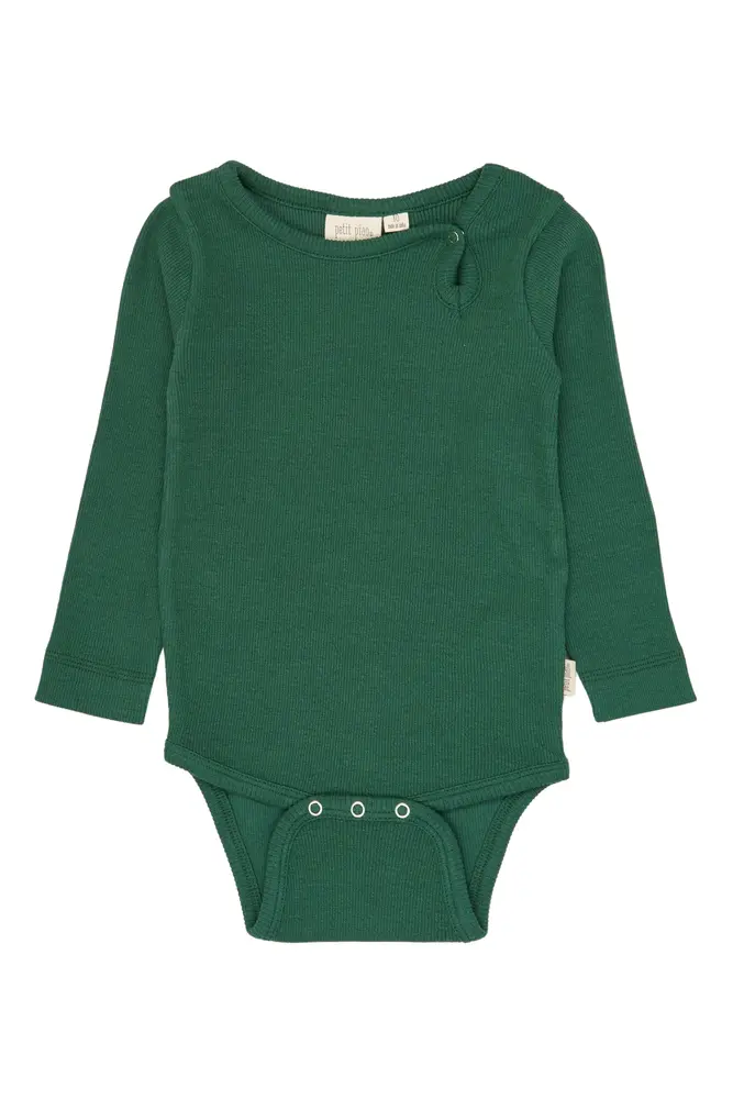 Petit Piao Stone Långärmad Body - Trekking Green - 92 CM