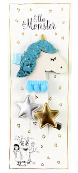 Hårspännen Big Romantic Unicorn - Star Blue | Kläder - Temakläder - Festkläder & tillbehör - Håraccessoarer | BabyMode