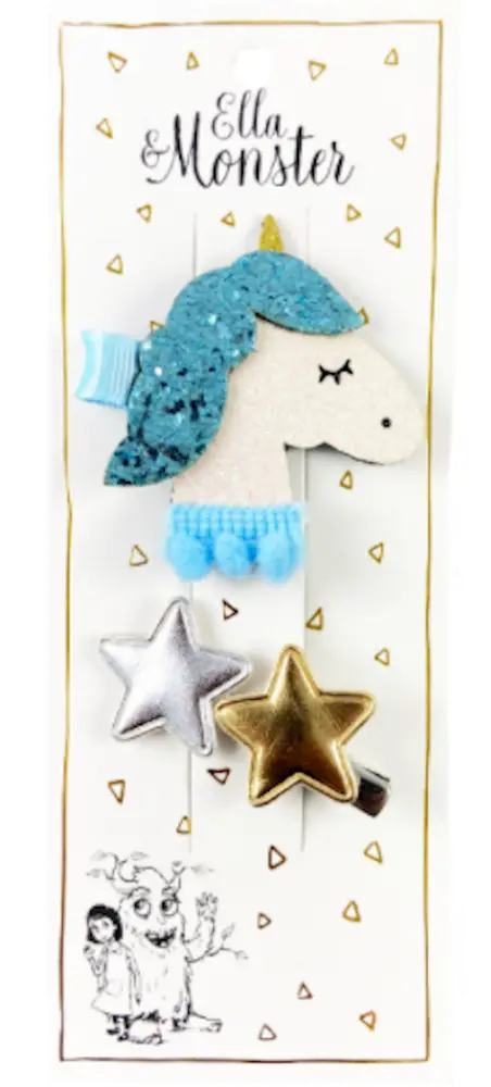Hårspännen Big Romantic Unicorn - Star Blue | Barnkläder - Temakläder - Festkläder & tillbehör - Håraccessoarer | BabyMode
