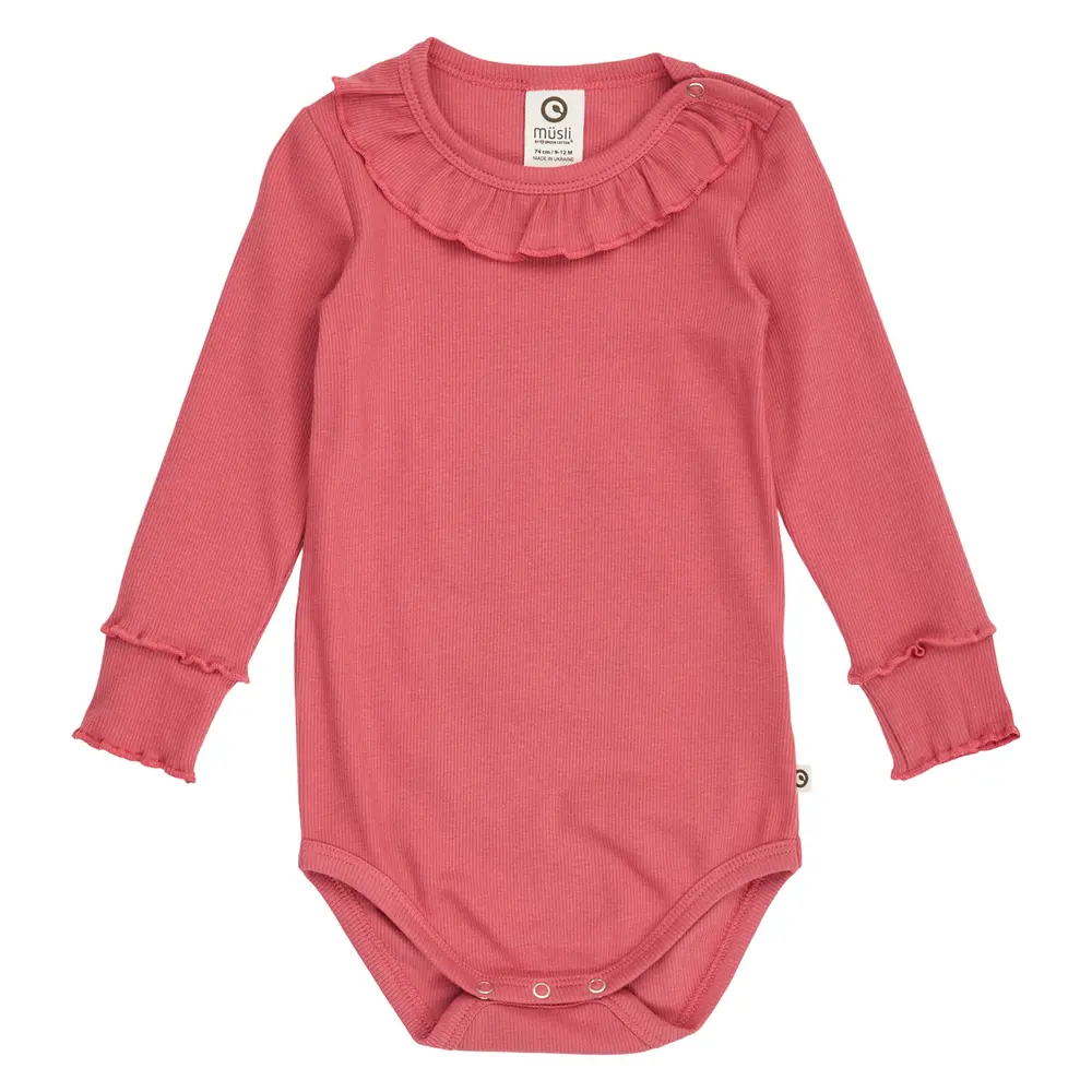 Müsli Cozy Me Rib Body Med Volangerkrage - Baroque Rose - 92