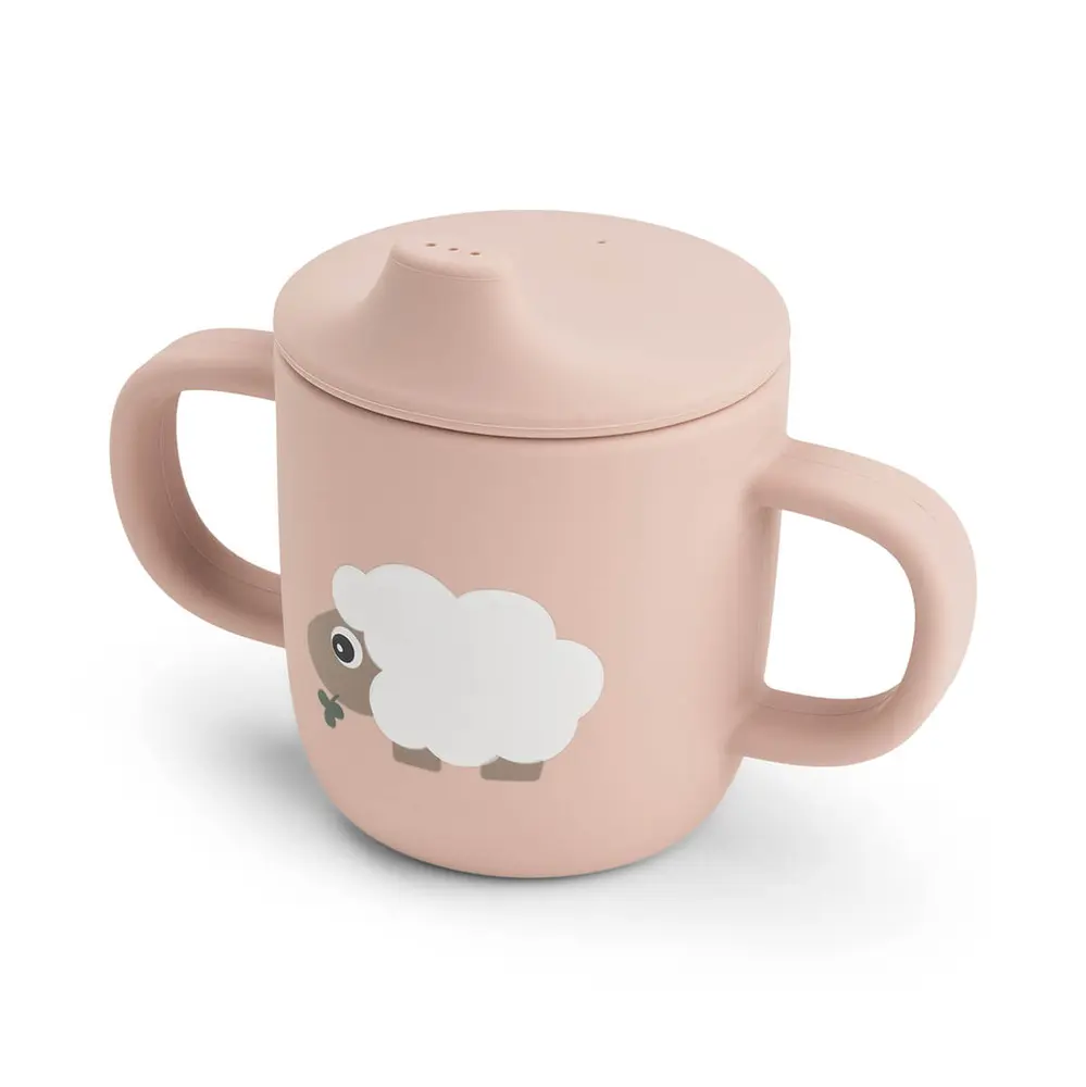 Silikonpipmugg 2 handtag Tiny farm Powder | Baby & Barn - Äta - Träningsmuggar & flaskor | BabyMode