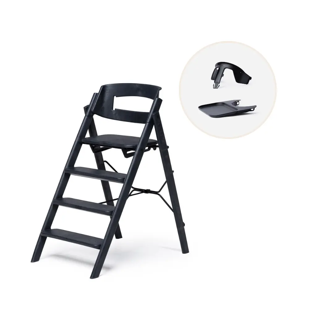 Klapp matstol i återvunnen plast inkl. bygel och bricka - Svart | Baby & Barn - Äta - Barnstolar & tillbehör - Barnstolar med tillbehör | BabyMode