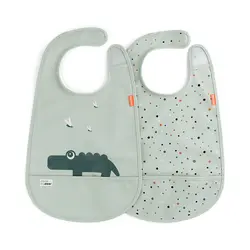 Haklapp 2-pack - Croco Green | Baby & Barn - Äta - Haklappar | BabyMode
