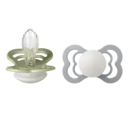 Napp Supreme Glow 2-pack Silikon Symmetrisk 6-18 mån - Sage/Cloud | Baby & Barn - Sköta - Nappar | BabyMode