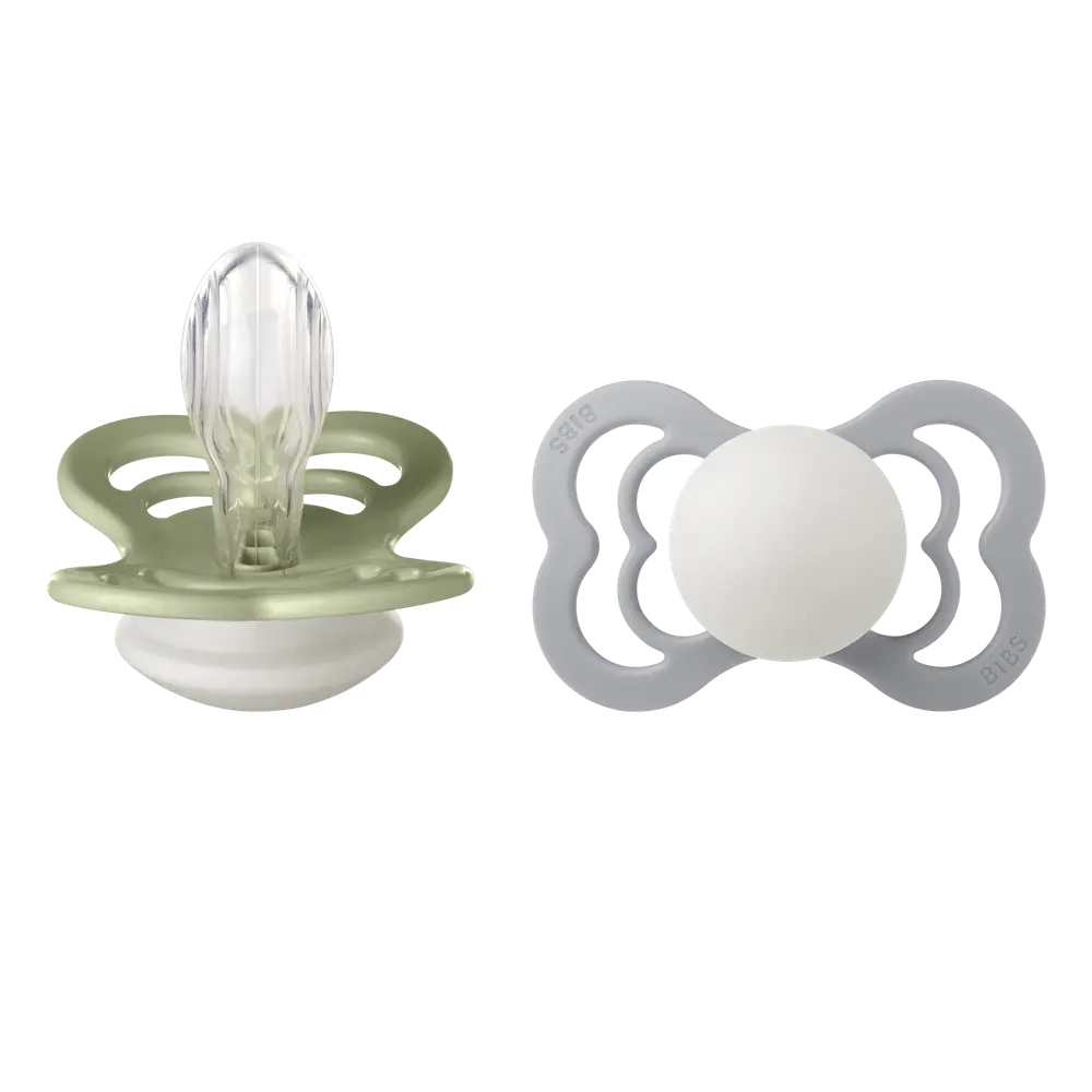 Napp Supreme Glow 2-pack Silikon Symmetrisk 6-18 mån - Sage/Cloud | Baby & Barn - Sköta - Nappar | BabyMode