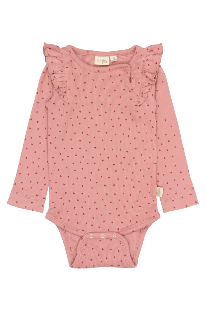 Sonja Långärmad Body - Dusty Rose Heart - 92 CM