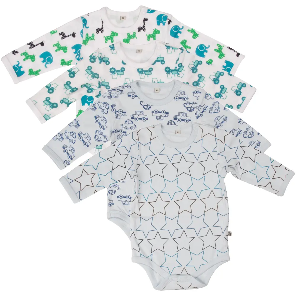 Långärmad Body 4-pack - Light Blue - 50 | Barnkläder - Bodys & overaller - Långärmad body | BabyMode