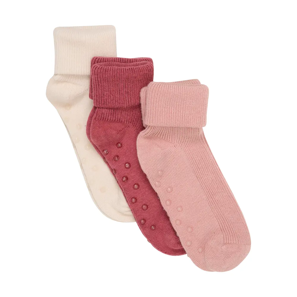Baby rib Strømper w. ABS - Mineral Red - 11/14 | Barnkläder - Strumpor & strumpbyxor - Halkfria strumpor | BabyMode