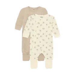 Långärmad Jumpsuit 2-pack - Silver Mink Melange | Kläder - Set & Multipack - Multipack | BabyMode