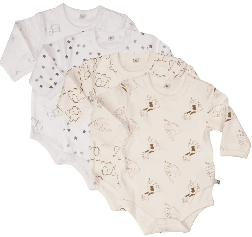 Långärmad Body 4-pack - Offwhite - 50 | Barnkläder - Bodys & overaller - Långärmad body | BabyMode