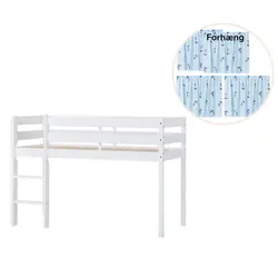 ECO Comfort halvhög säng vit, med blått gardin | Barnrum | BabyMode