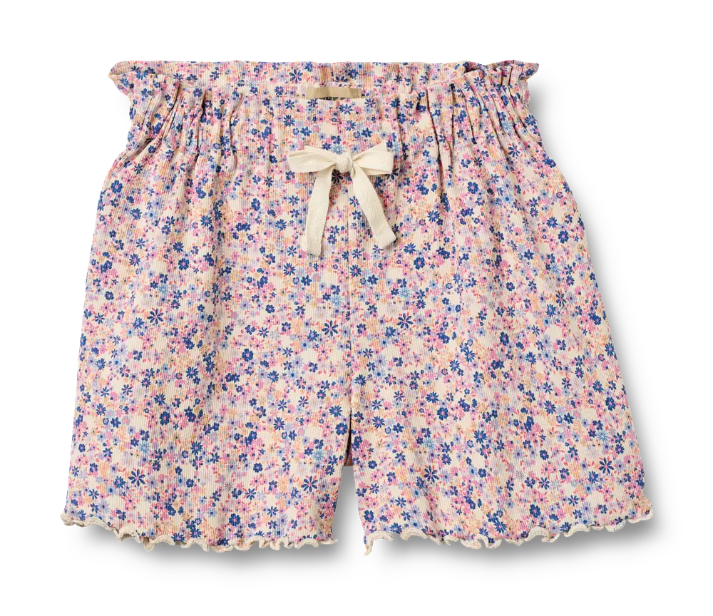 Ina Shorts - Pink Blue Flowers - 116 | Barnkläder - Underdelar - Shorts | BabyMode