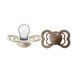 Napp Supreme 2-pack Silikon 6-18 mån - Vanilla/Dark Oak | Baby & Barn - Sköta - Nappar | BabyMode