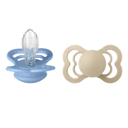 Napp Supreme 2-pack Silicone Str 2 Vanilla/Sky Blue | Baby & Barn - Sköta - Nappar | BabyMode