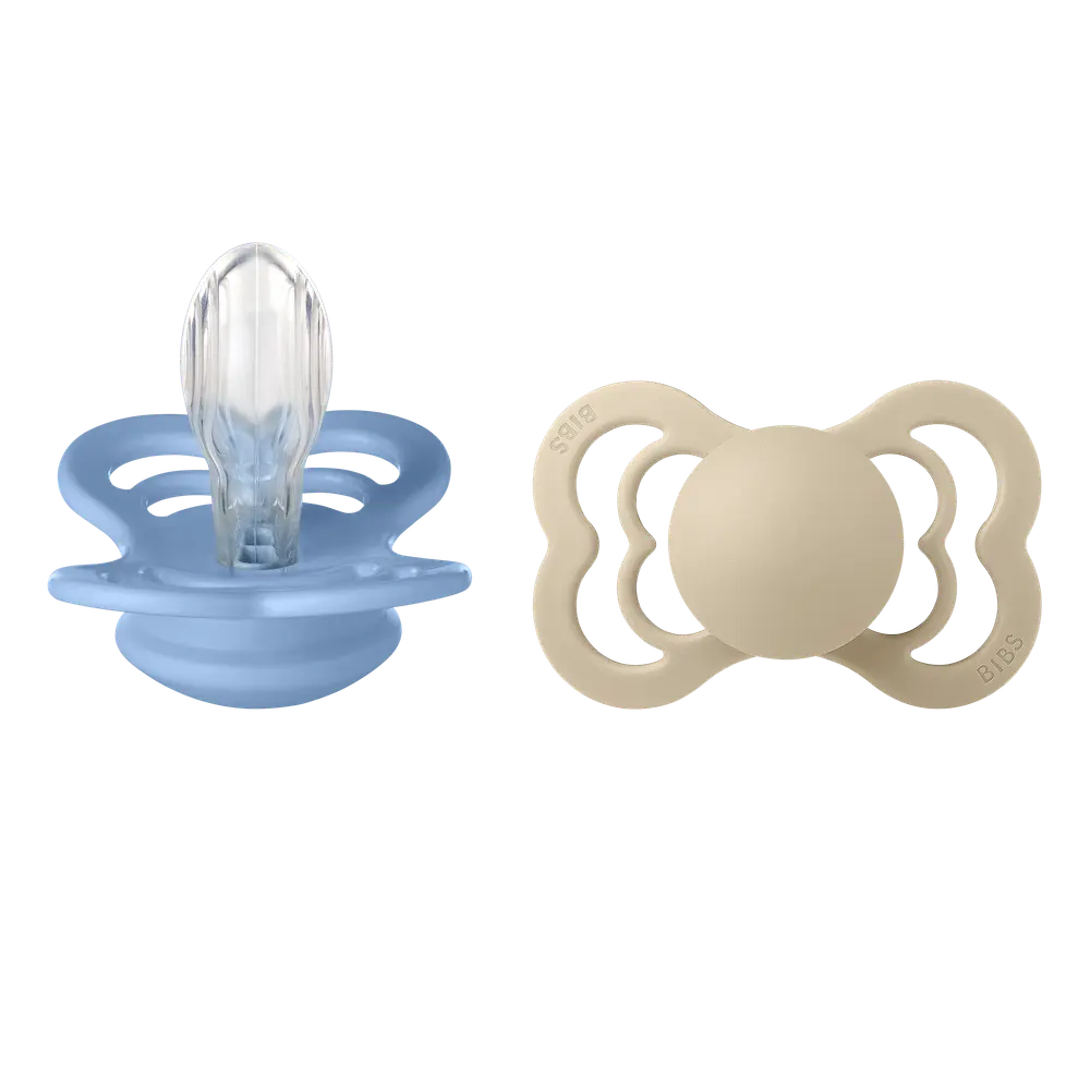 Napp Supreme 2-pack Silicone Str 2 Vanilla/Sky Blue | Baby & Barn - Sköta - Nappar | BabyMode