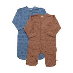 Långärmad Pyjamas med Fot 2-pack - Blue Mirage | Kläder - Underkläder & pyjamas - Pyjamasar | BabyMode