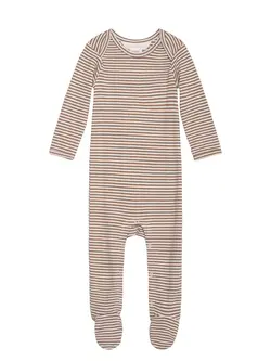Jumpsuit - Almond/Offwhite | Kläder - Bodys & overaller - Jumpsuit med fot | BabyMode