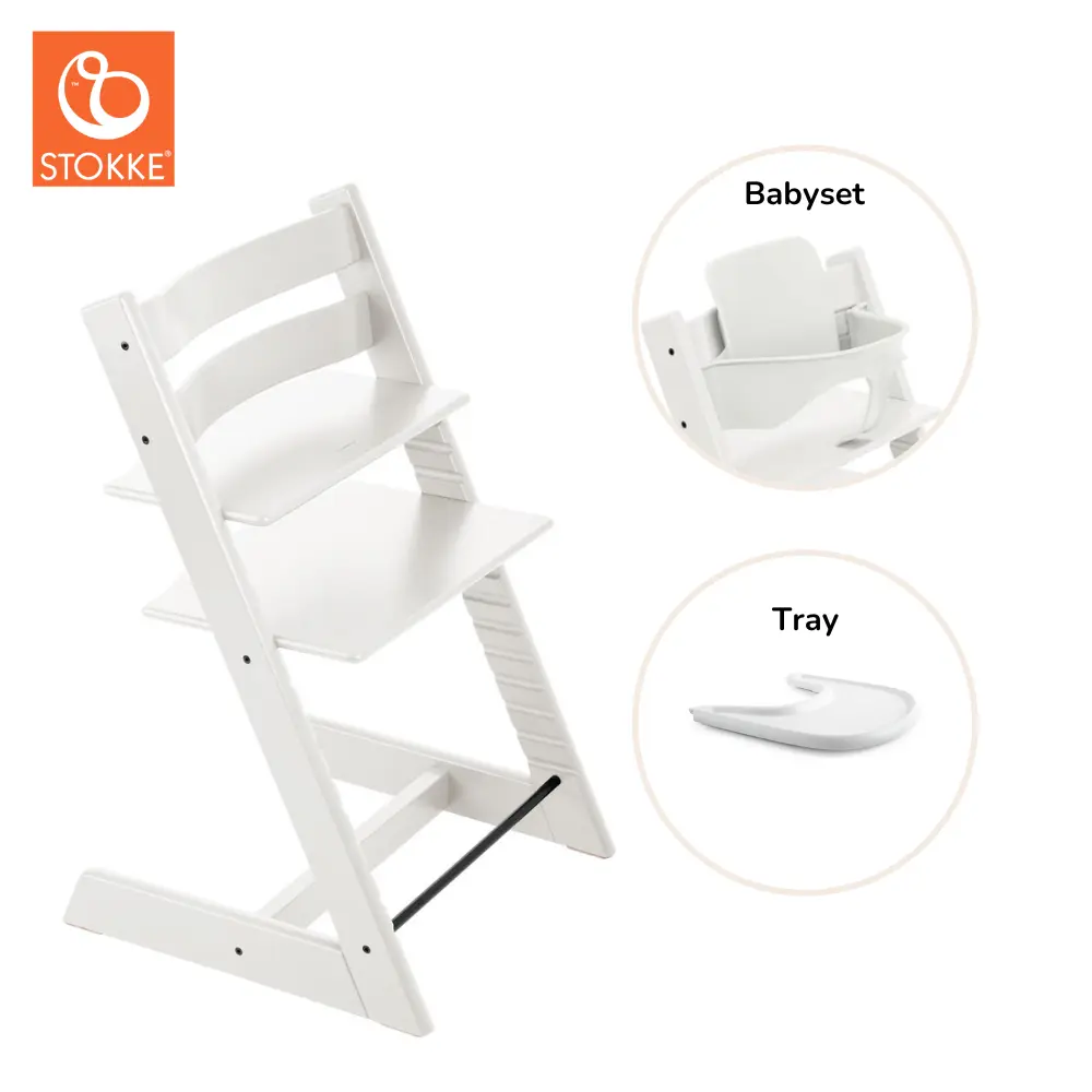 Stokke® Tripp Trapp Stol Inkl. Babyset & Bricka - White | Baby & Barn - Äta - Barnstolar & tillbehör - Barnstolar med tillbehör | BabyMode