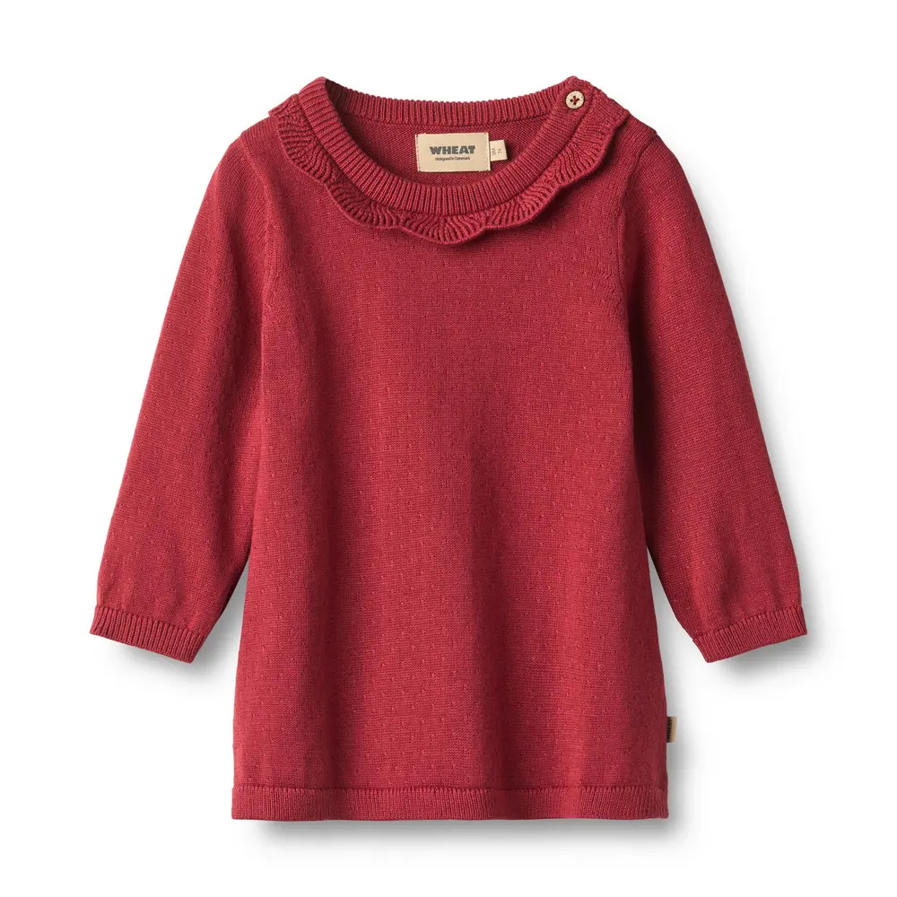 Wheat Nannie Stickad Klänning - Red Cherry - 86